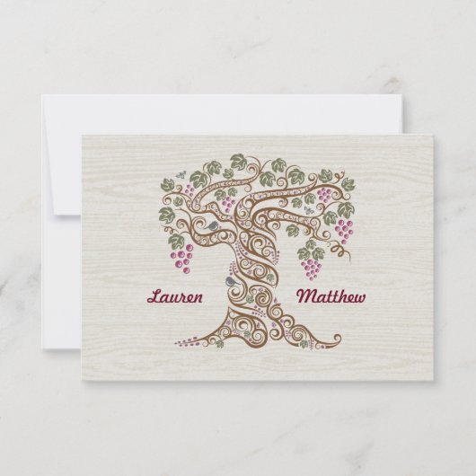 Carte de réponse de mariage de vignoble rustique (Devant)