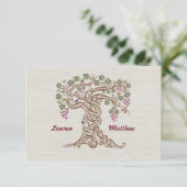 Carte de réponse de mariage de vignoble rustique (Debout devant)