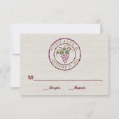 Carte de réponse de mariage de vignoble rustique (Dos)