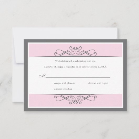 Carte de réponse de mariage décorative moderne (ho (Devant)