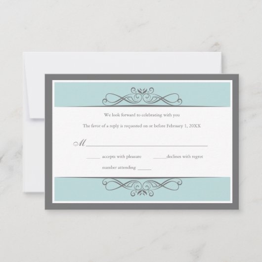 Carte de réponse de mariage décorative moderne (ho (Devant)