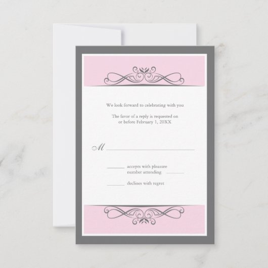 Carte de réponse de mariage décorative moderne (ve (Devant)