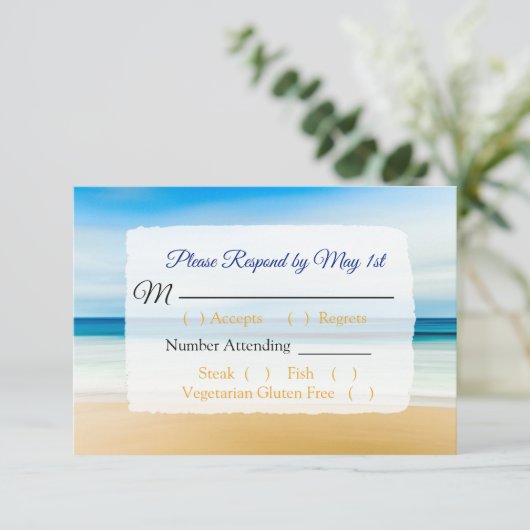 Carte de réponse de mariage Deep Blue Ocean (Debout devant)