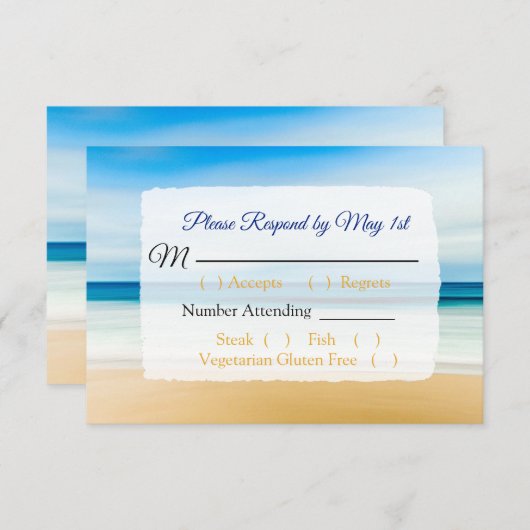 Carte de réponse de mariage Deep Blue Ocean (Devant / Derrière)