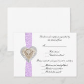 Carte de réponse de mariage dentelle violette Lico (Devant / Derrière)