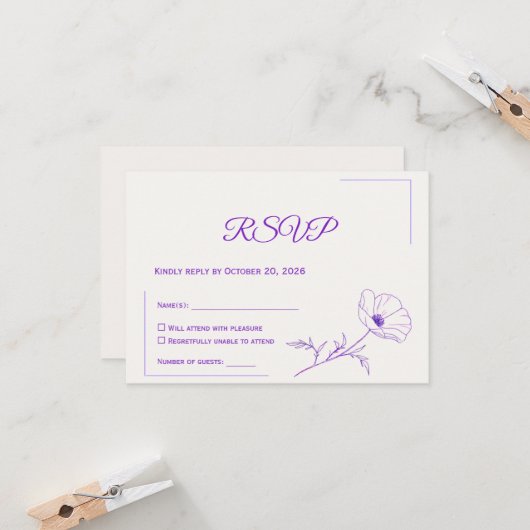 Carte de réponse de mariage | Design élégant minim (Devant/Arrière en situation)
