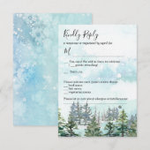 Carte de réponse de mariage d'hiver aux pins ennei (Devant / Derrière)