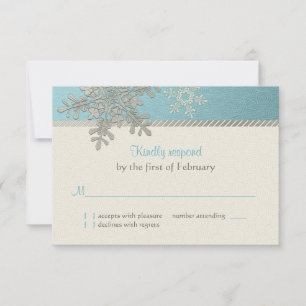 Carte de réponse de mariage d'hiver flocon de neig