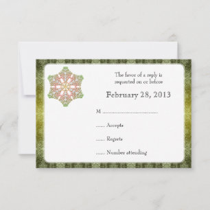 Carte de réponse de mariage d'hiver flocon de neig