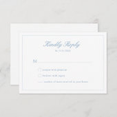 Carte de réponse de mariage Dusty Blue avec monogr (Devant / Derrière)