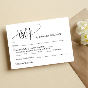 Carte de réponse de mariage écrite à la main, mini