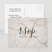 Carte de réponse de mariage | Écriture Marbre Blan (Devant / Derrière)