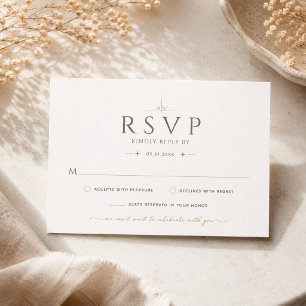 Carte de réponse de mariage éditorial beige Champa