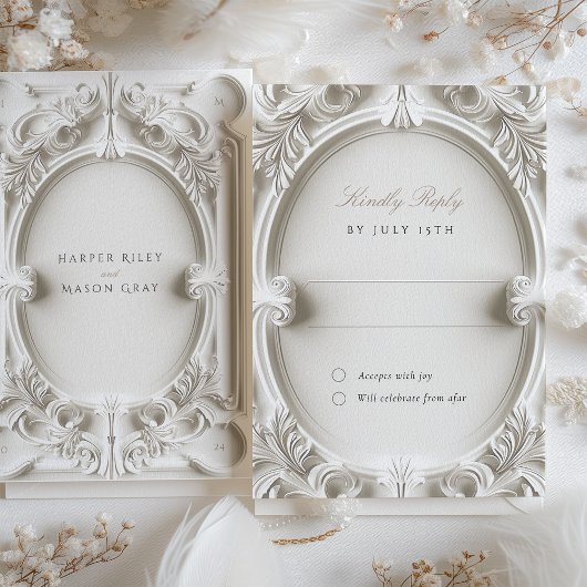 Carte de réponse de mariage Élégance Baroque