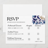 Carte de réponse de mariage Élégance Royale Dorée (Devant / Derrière)