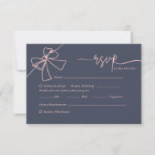 Carte de réponse de mariage Elegant Blush Bow Slat (Devant)