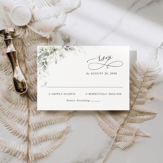 Carte de réponse de mariage Élégant Eucalyptus