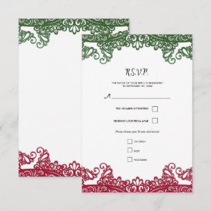 Carte de réponse de mariage élégant Fiesta vert et