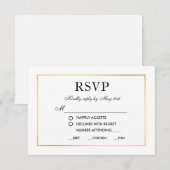 Carte de réponse de mariage élégant moderne noir e (Devant / Derrière)