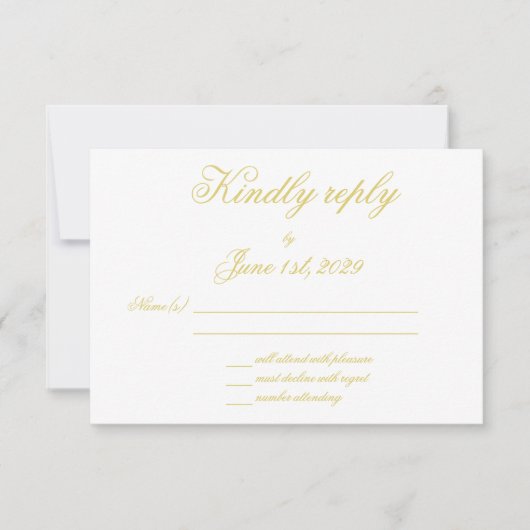 Carte de réponse de mariage Elegant Script Island (Devant)
