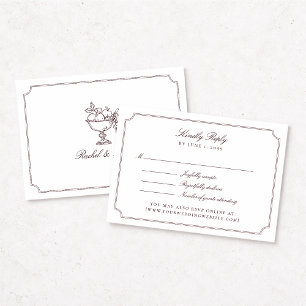 Carte de réponse de mariage élégante à double cadr