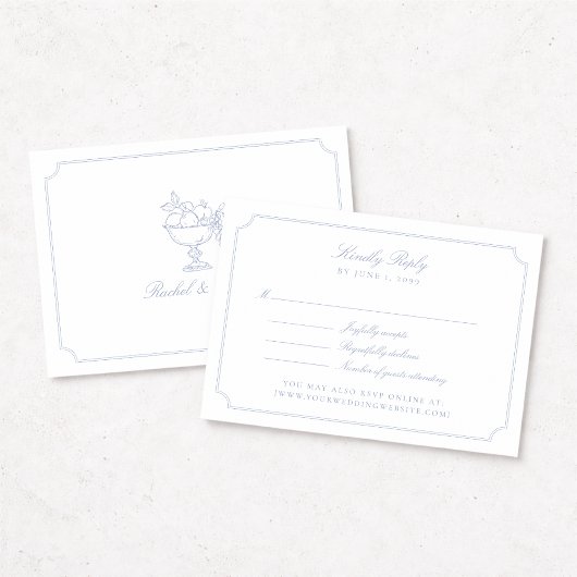 Carte de réponse de mariage élégante à double cadr