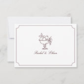 Carte de réponse de mariage élégante à double cadr (Dos)