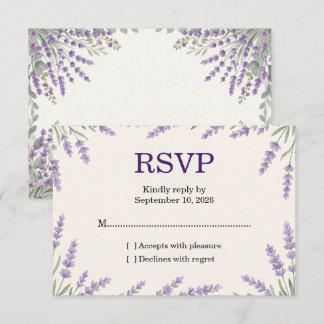 Carte de réponse de mariage élégante à la lavande
