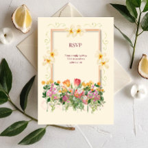 Carte de réponse de mariage élégante à motif de fl