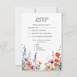 Carte de réponse de mariage élégante aux fleurs sa