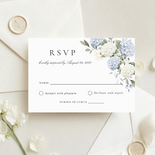 Carte de réponse de mariage élégante aux hortensia