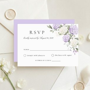 Carte de réponse de mariage élégante aux hortensia
