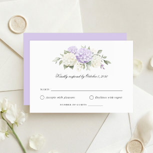 Carte de réponse de mariage élégante aux hortensia