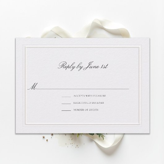 Carte de réponse de mariage élégante aux perles cl