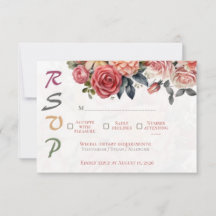 Carte de réponse de mariage élégante avec arche et