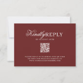 Carte de réponse de mariage élégante avec code QR (Devant)