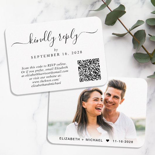 Carte de réponse de mariage élégante avec code QR