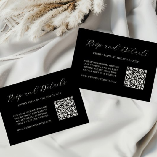Carte de réponse de mariage élégante avec code QR 