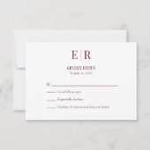 Carte de réponse de mariage élégante avec monogram (Devant)