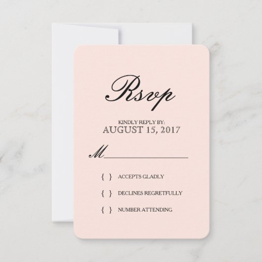 Carte de réponse de mariage élégante avec typograp (Devant)