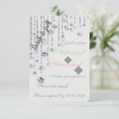 Carte de réponse de mariage élégante blanche et ar (Debout devant)
