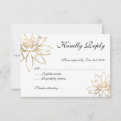 Carte de réponse de mariage élégante blanche, noir (Devant)