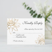 Carte de réponse de mariage élégante blanche, noir (Debout devant)