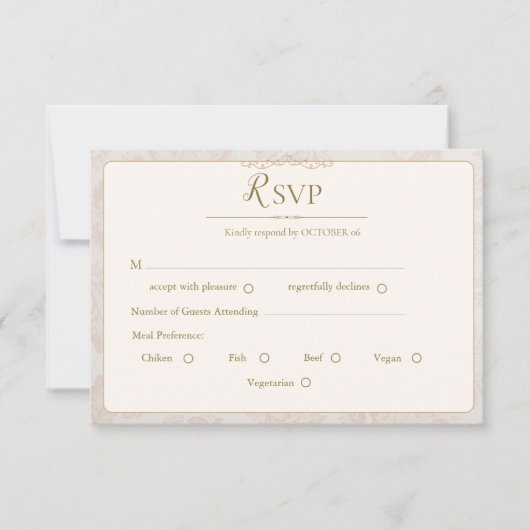 Carte de réponse de mariage élégante classique - I (Devant)