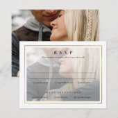 Carte de réponse de mariage élégante classique or (Devant / Derrière)