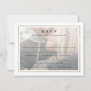 Carte de réponse de mariage élégante classique or