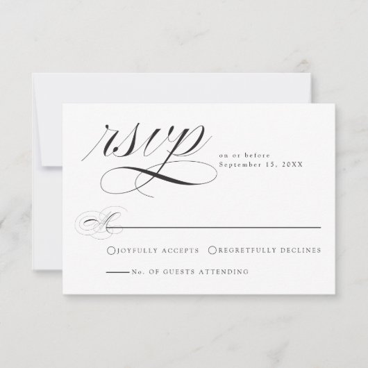 Carte de réponse de mariage élégante en calligraph (Devant)