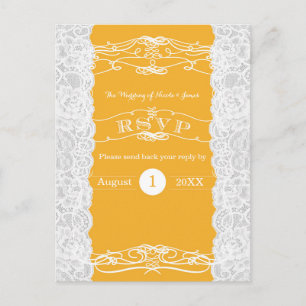 Carte de réponse de mariage élégante en dentelle j