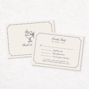 Carte de réponse de mariage élégante en ivoire à d