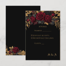 Carte de réponse de mariage élégante et sombre de
